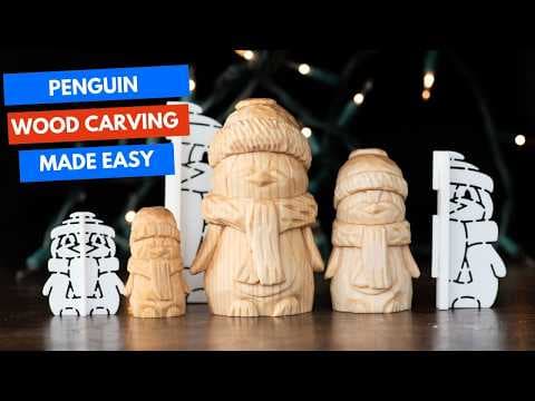 Wood Carving a Cute Penguin - How to Carve a Wood Penguin on a 1.5"x1.5" Block