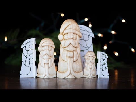 How to Carve a Simple Santa Claus with Stencils - Easy Woodcarving Full Santa Tutorial