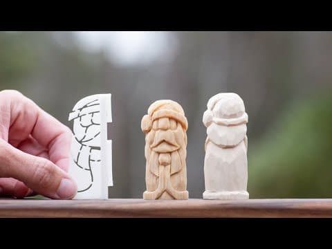 How to Carve a Simple Santa Claus in the Round with Stencils - Easy Woodcarving Santa Full Tutorial