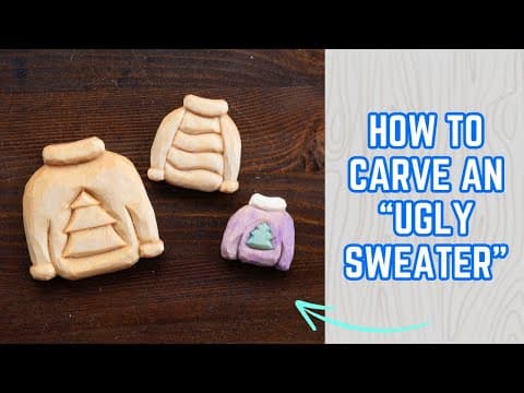 How to Carve an Ugly Christmas Sweater - Easy Christmas Ornament Carving Step by Step Tutorial