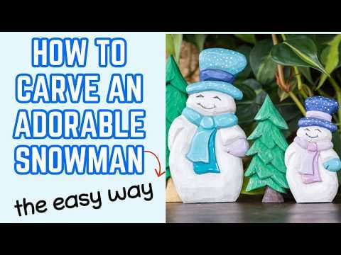 How to Carve a Simple Snowman - Cute Snowman Wood Carving Tutorial Step by step