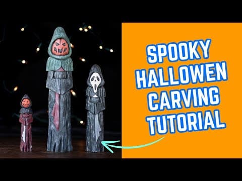 Halloween Wood Carving Tutorial - How to Carve a Spooky Halloween Pumpkin Face Grim Reaper