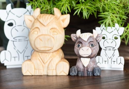 Highland Cow Wood Carving Stencil product image 1