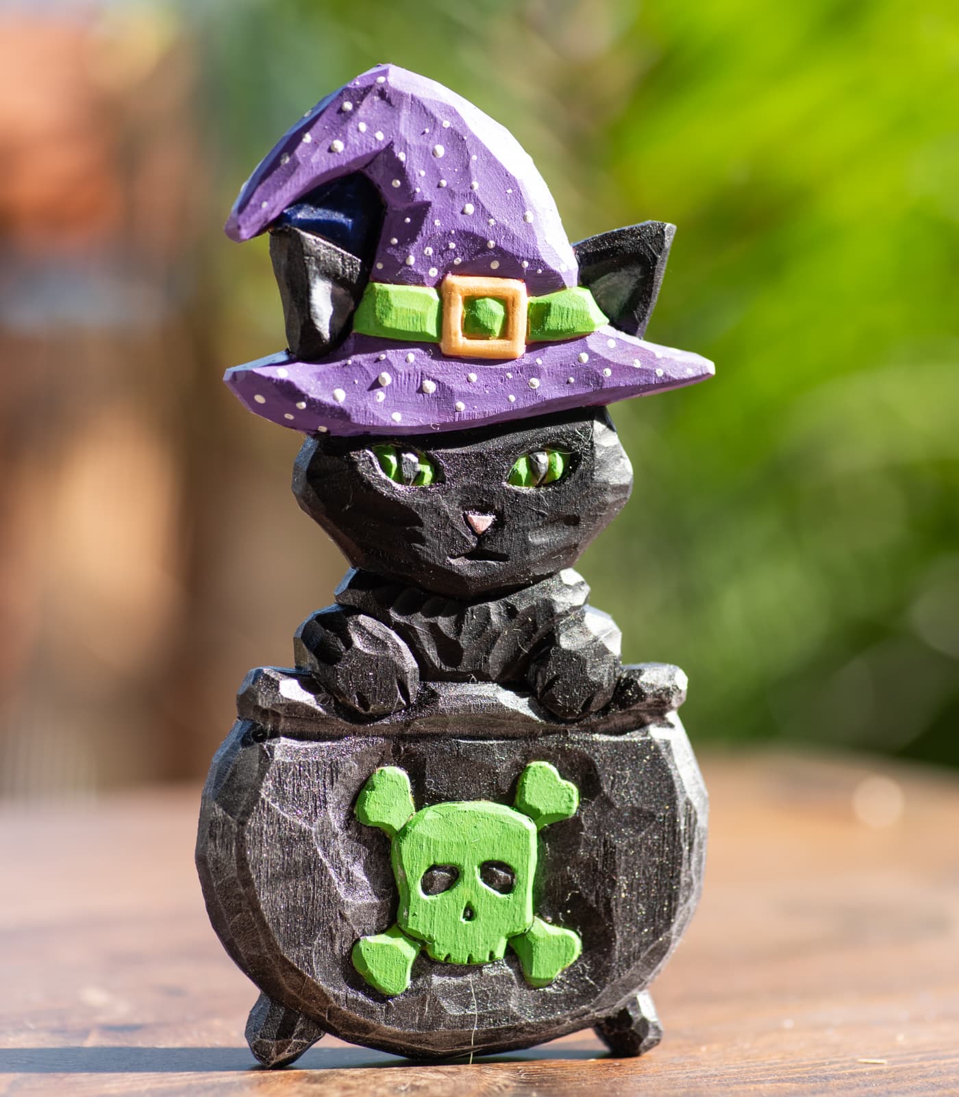 Halloween Cat in a Cauldron Wood Carving Stencil product image 2