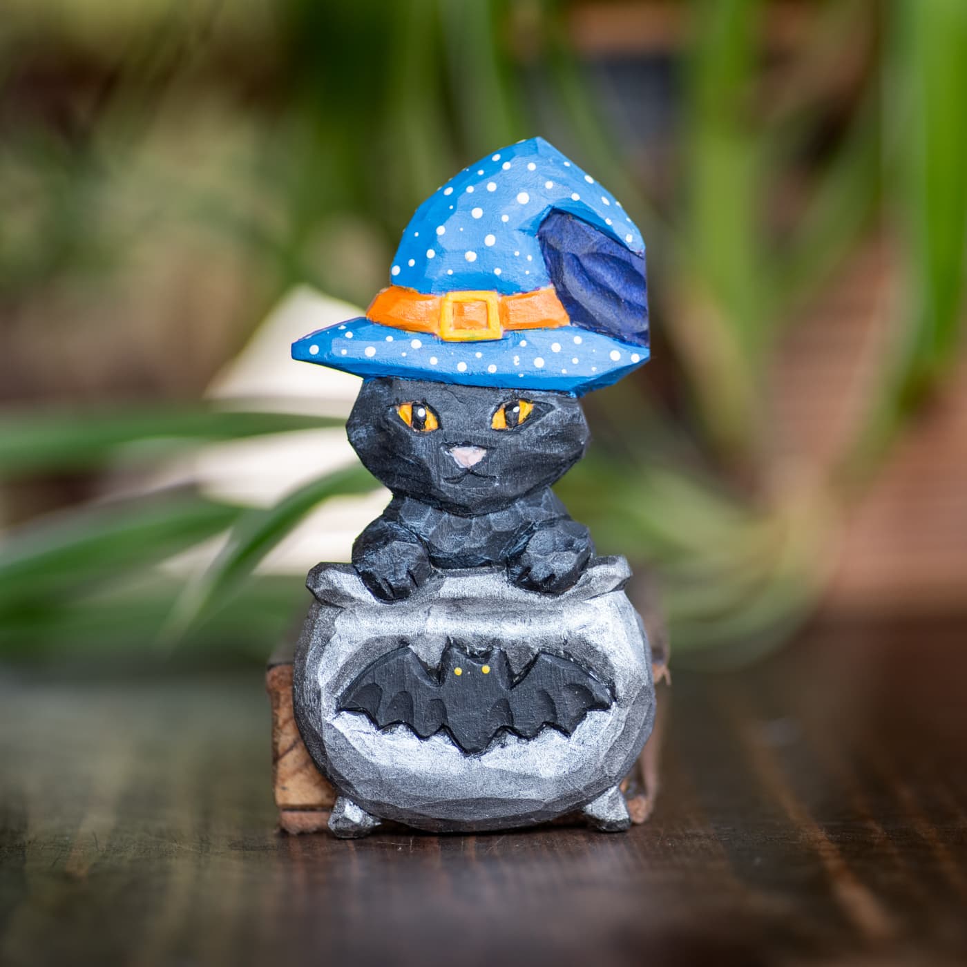 Halloween Cat in a Cauldron Wood Carving Stencil product image 4