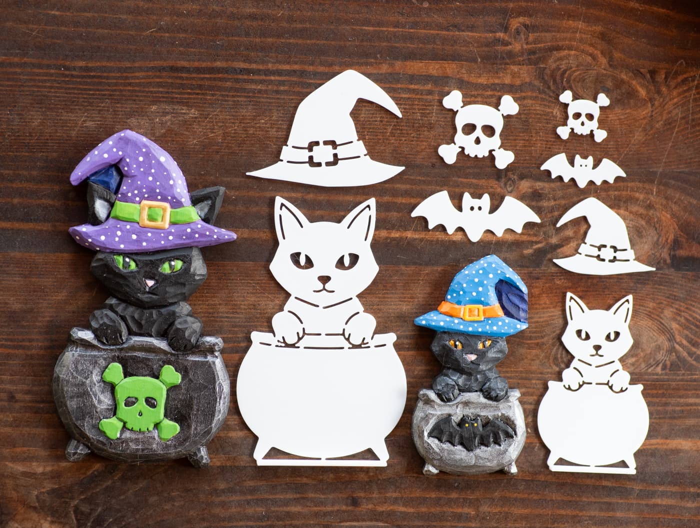 Halloween Cat in a Cauldron Wood Carving Stencil product image 3