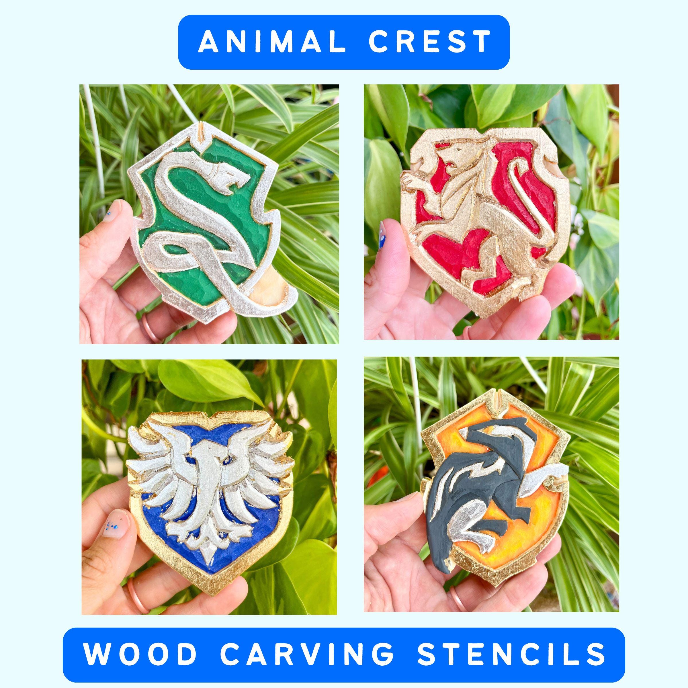 Animal Crests Wood Carving Template Stencils