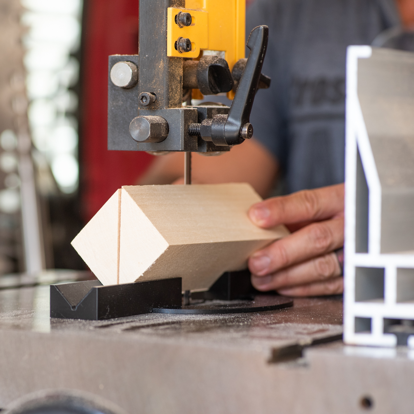 Bandsaw Sled for Cutting Blocks for Wood Carving at a 45 Degree Angle